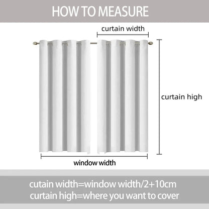 2pcs/set Solid Color Gradient Window curtains Bottom Leaf Print Thermal Insulated Polyester Bedroom Living Room Blackout Curtain