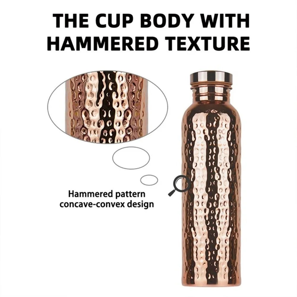 800ML Copper Water Bottle One-Click Open Lid Thermal Insulation Leakproof Sports Bottle Anti-Slip Silicone Base
