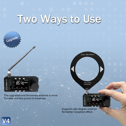 AMNVOLT V4 ATS MINI SI4732 Full Band DSP Radio Receiver FM AM SSB LSB USB with LCD Display Built-in Headphone Amp for Travel