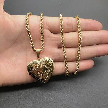 New Love Heart Photo Picture Locket Valentine's Day Gift For Lover Couples Friend Heart Secret Message Pendant Chain Jewelry