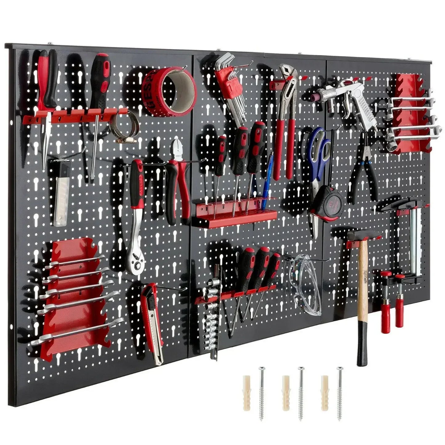 117x55cm Metal Pegboard Wall Organizer with Hooks 17PCS Kit, Garage Storage Bins, and Panel Tool Organizer Pegboard Wall Control