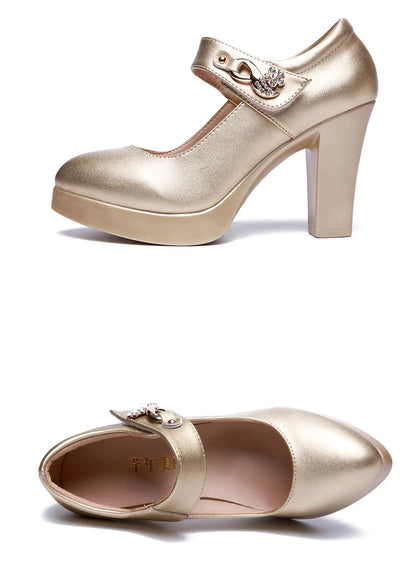 5 8 10cm Small Size 32-44 Elegant Gold Silver Wedding Shoes Women Platform Pumps 2026 Block High Heels Shoes Dress Office Model