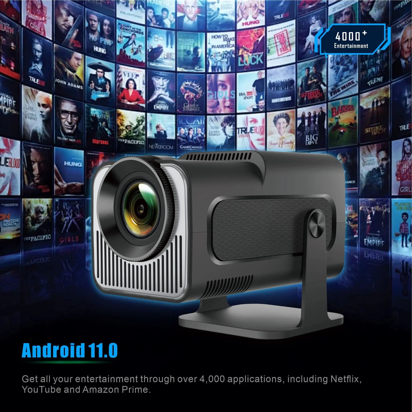 Salange HY320 MINI Android 14.0 Projector LED Beamer Home Cinema 300ANSI 720P WIFI Smart TV HD 1080P 4K Movie