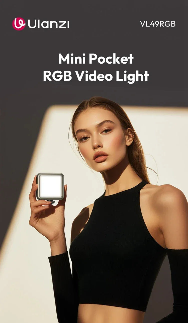 Ulanzi VL49 RGB Video Lights Mini LED Camera Light 2000mAh Rechargable LED Panel Lamp Photo Video Lighting for Youtube Tik tok