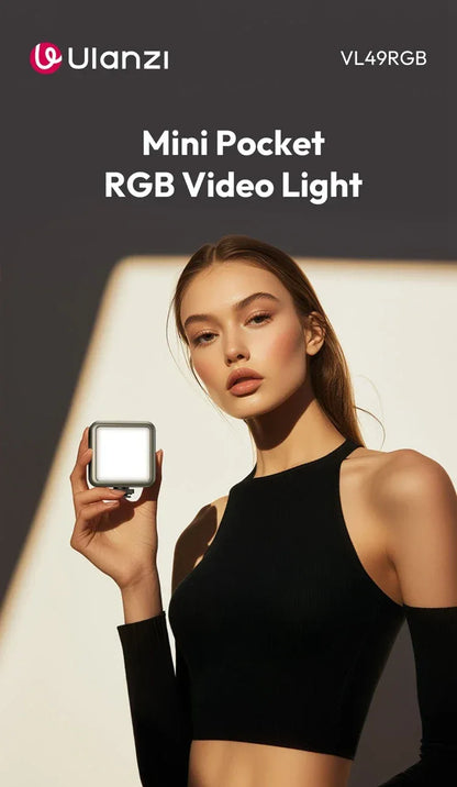 Ulanzi VL49 RGB Video Lights Mini LED Camera Light 2000mAh Rechargable LED Panel Lamp Photo Video Lighting for Youtube Tik tok