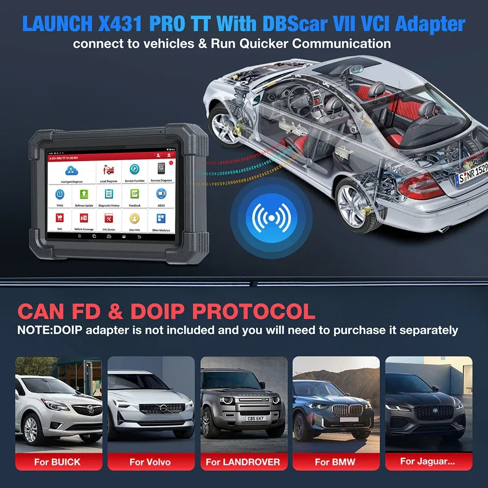 LAUNCH X431 PRO TT Car Diagnostic Tool OBD2 Scanner Full Systems ECU Coding Active Test VAG Guided DBScar VII ADAS Calibration
