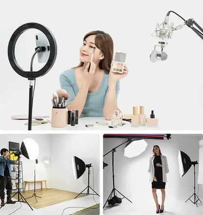 10" 26cm LED Selfie Ring Light Photography Video Light RingLight Phone Stand Tripod Fill Light Dimmable Lamp Trepied Streaming
