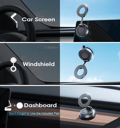 Strong Magnetic Vacuum Car Phone Holder Foldable 360° Adjustable Universal Mount for Car Dashboard Desk Bathroom & More ﻿