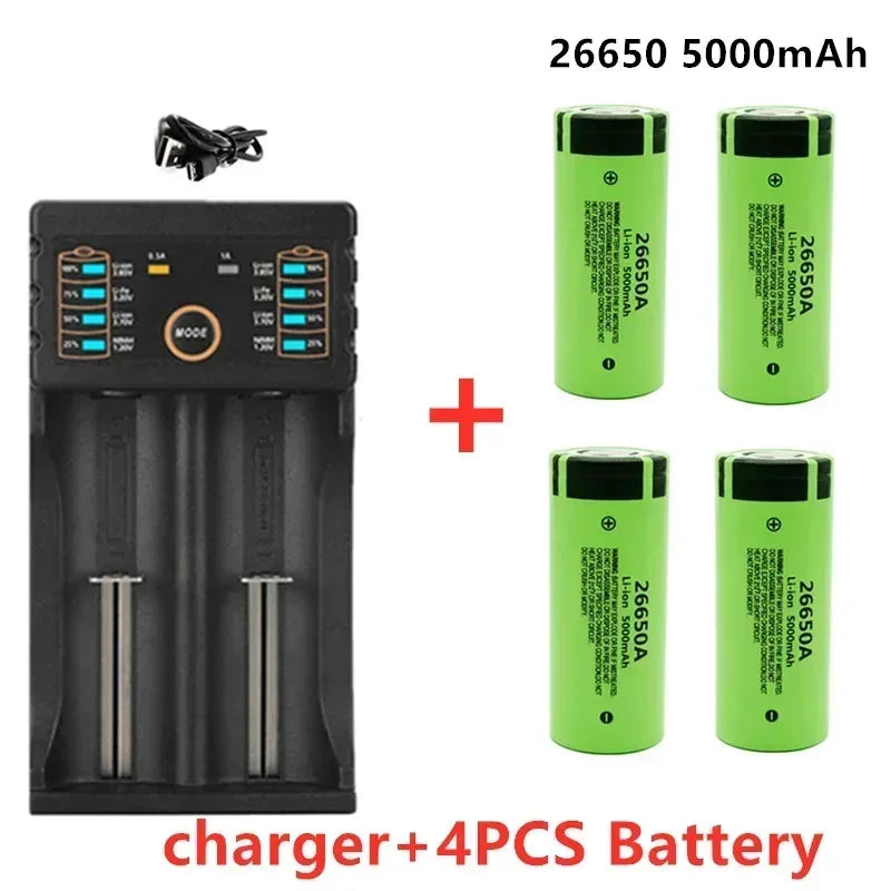 *-high-quality 26650 battery 5000mAh 3.7V 50A lithium-ion rechargeable battery, suitable for LED flashlights+chargers and DIY*.;