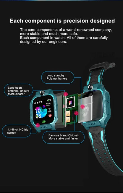 Q19B Children Kids Smart Watch SOS Phone Call Location Tracker Anti-Lost Camera Touch Screen Waterproof Student Wristwatch