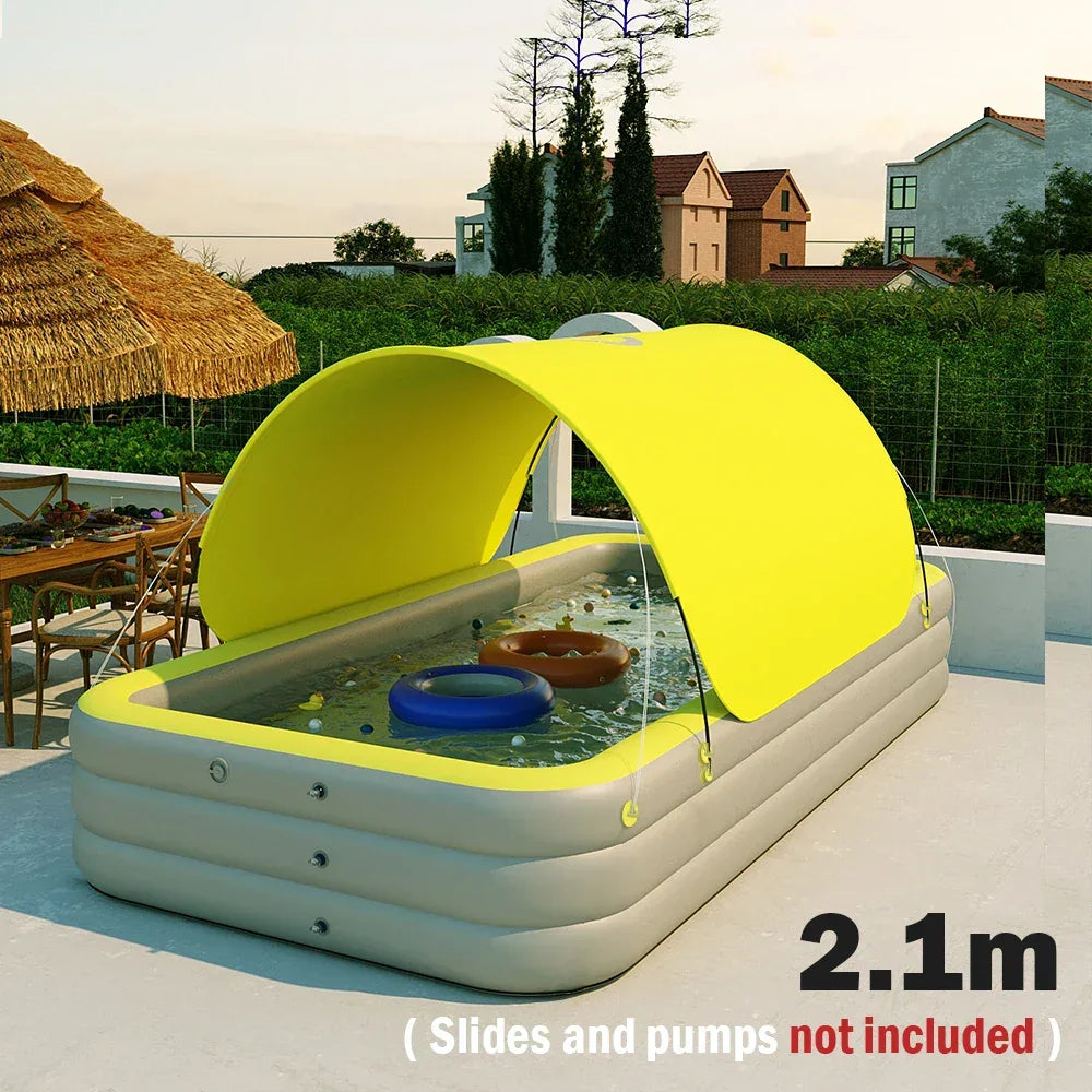 2/3M Large Swimming Pool Family Outdoor Party Pools Children's Inflatable Swimming Pool Sun Shade Folding Pool for Kids Baby Toy
