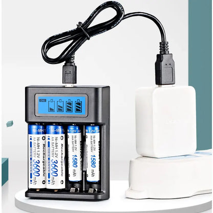 LCD Display AA  / AAA Battery USB Charger 4 Slots For NI-MH /NI-CD AA  AAA 1.2V Rechargeable Battery Indicator Battery Charger