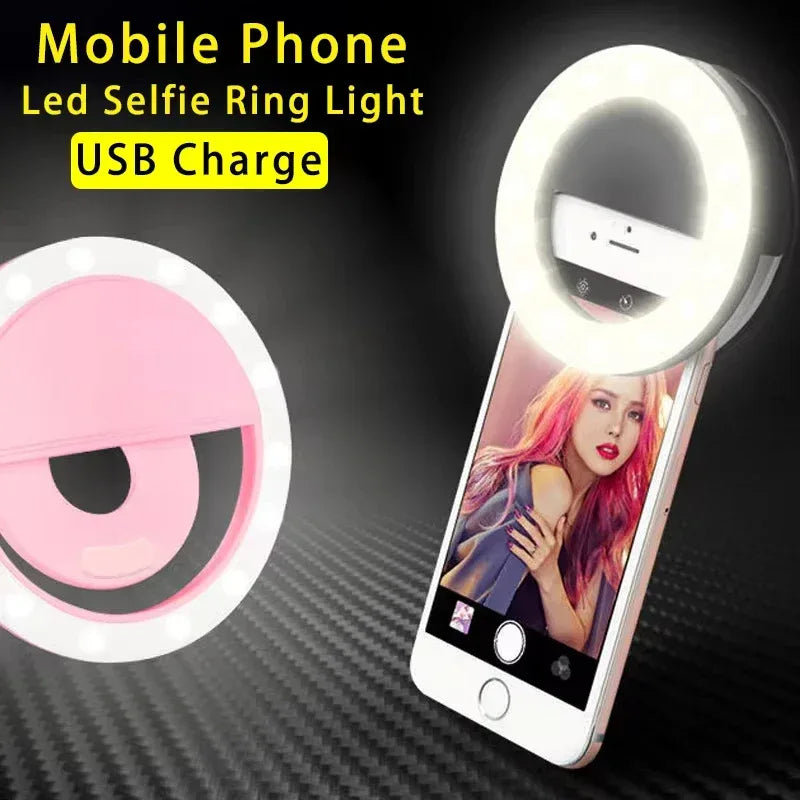 Led Selfie Ring Light USB Charge LED Selfie Fill Light Mobile Phone Live Broadcast Video LED Selfie Ring Lamp For All Smartphone