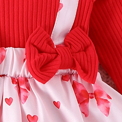 2PCS  Spring And Autumn New Style For Girls 0-1 Years Old Sweet And Comfortable Pit Strip Long-Sleeved False Straps Hat Dress