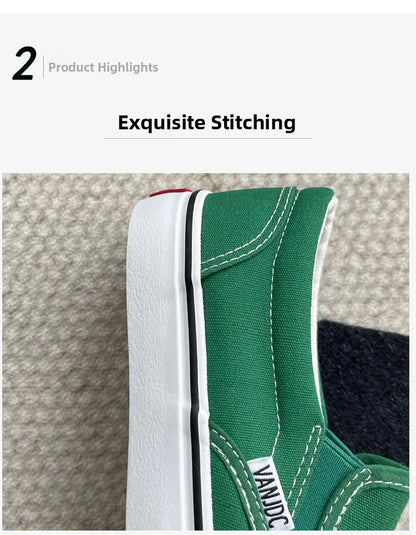 Women's Slip-On Canvas Shoes Summer 2026 Korean Style Student Flat Rubber Sole Wear-Resistant Low Cut Flat Heel Street Fashion