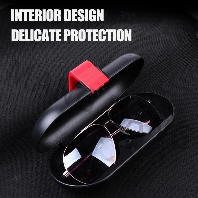 Car Glasses Card Ticket Holder Sunglasses Box Case Multifunctional Sun Visor Clip Creative Storage Fastener Interior Accessories