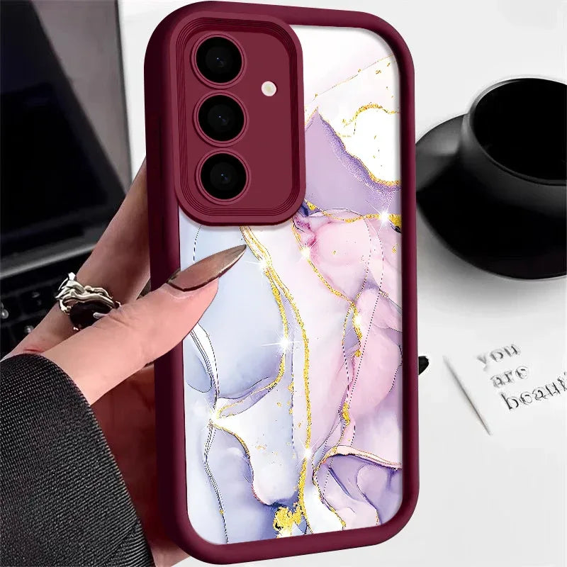 Marble Pattern Case For Samsung Galaxy S25 S24 S23 S22 Ultra Plus S21 S23 S20 FE A56 A55 A54 A53 A52 A34 A14 5G Silicone Cover
