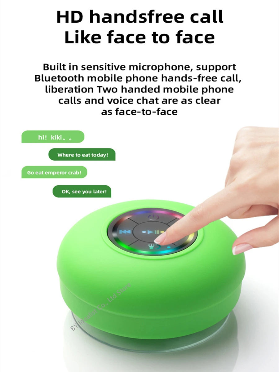 2025 Waterproof Wireless Led Bluetooth Speaker Large Suction Cup Bathroom Mini Portable Speakers Outdoor Sport Stereo Speakers
