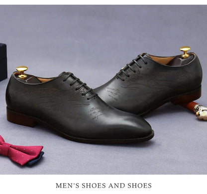 British Trend Mens Dress Shoes Elegant Genuine Cow Leather 2023 Autumn Designer New Style Oxfords Wedding Social Shoes Man