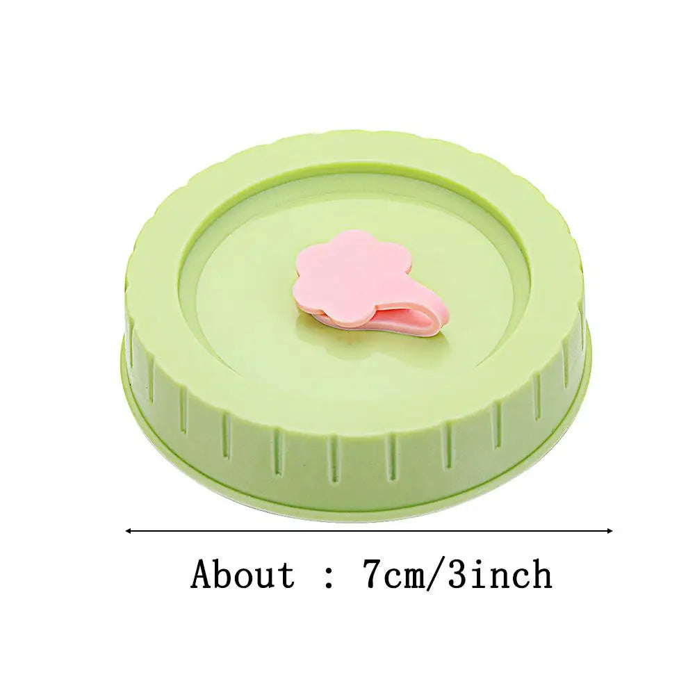 1/4Pcs Cute Universal Mason Jar Lids With Straw Hole 70mm Diameter Storage Wide Mouth Leak Proof Kitchen Supplies