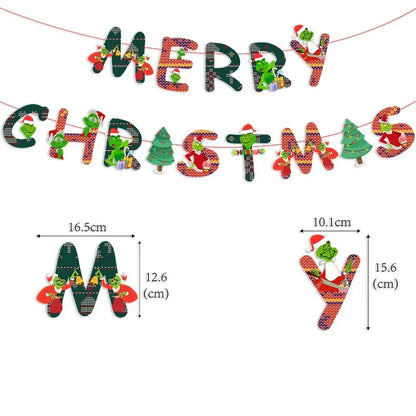 Christmas Banner Tree Ornaments Merry Decoration for Home 2025 Santa Claus Pendant Xmas Gifts New Year 2026 Flag Party Pulling