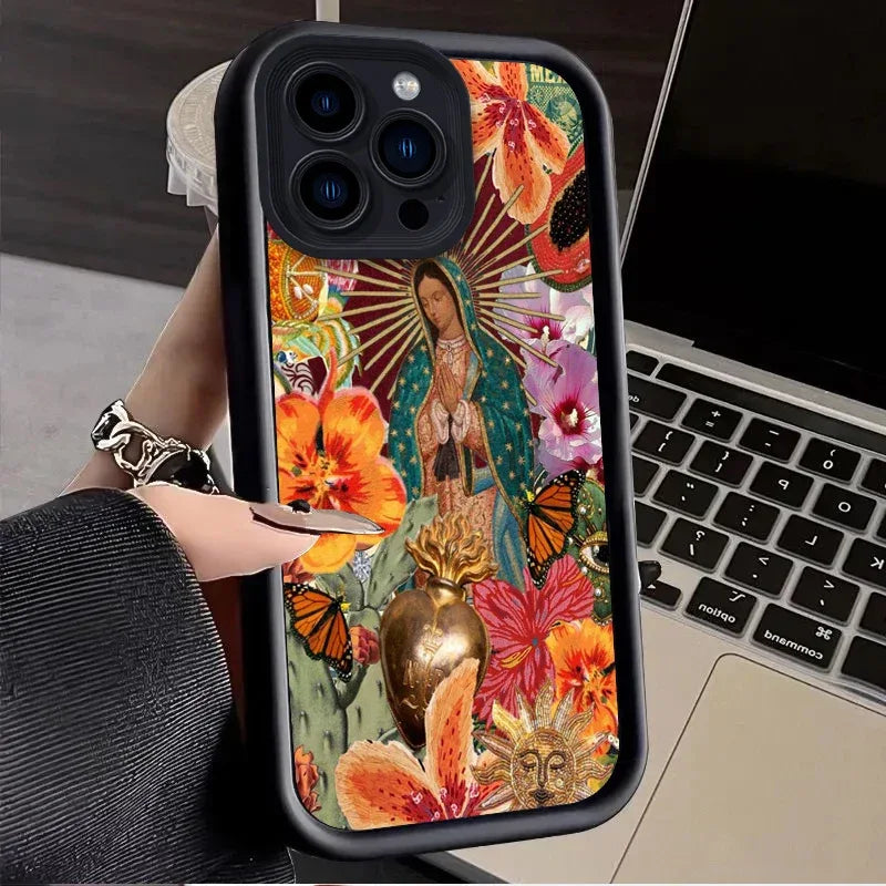 Mexican Our Lady of Guadalupe Case for iPhone 17 Air 16 E 15 14 Plus 13 12 Mini 11 Pro Max Shockproof Silicone Dustproof Cover