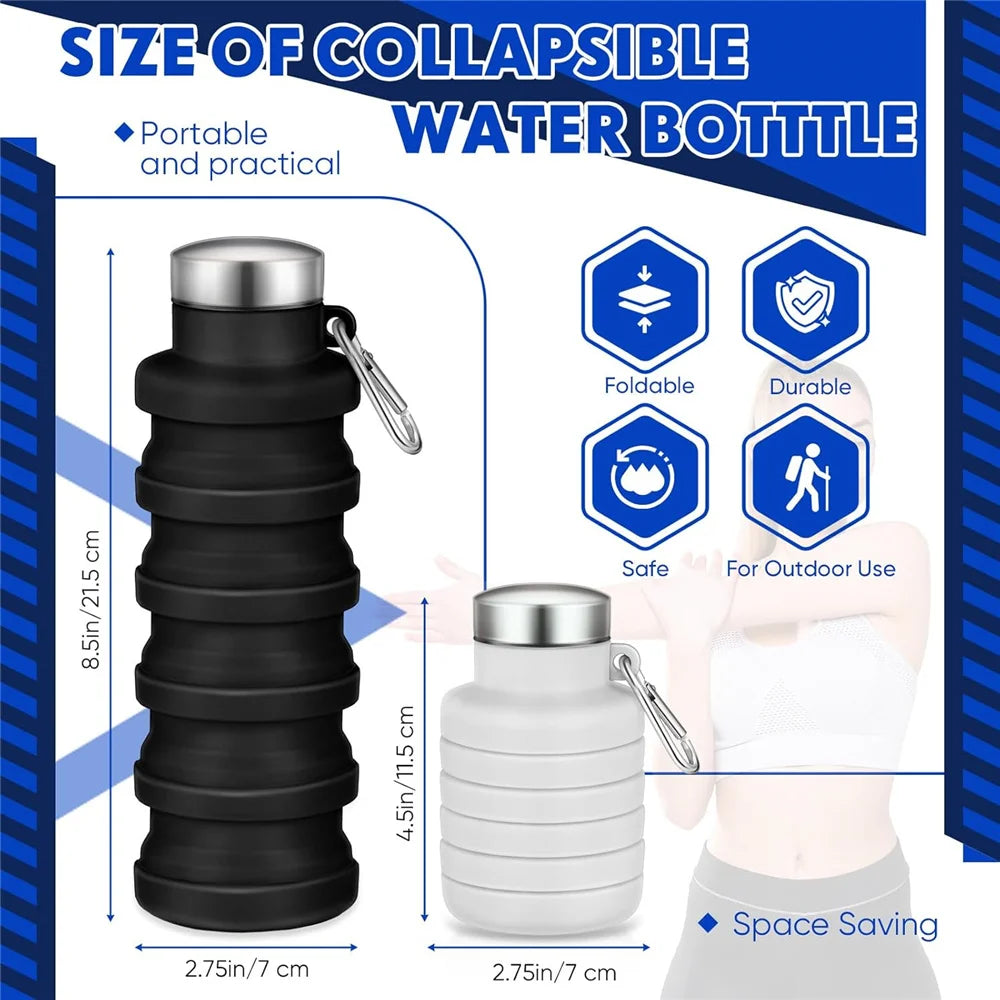 Collapsible Water Bottles Silicone Travel Foldable Portable Water Bottle Silicone Reusable Leakproof for Camping Hiking Cycling