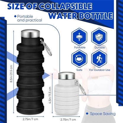 Collapsible Water Bottles Silicone Travel Foldable Portable Water Bottle Silicone Reusable Leakproof for Camping Hiking Cycling