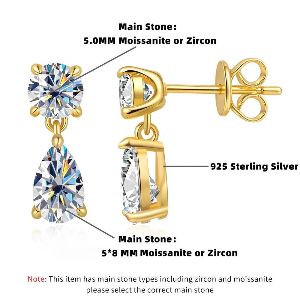 Taoyu 3CT 925 Sterling Silver Moissanite Earrings For Women Men Zircon Drop Earrings Minimalist Fine Jewelry D VVS1 Diamond Gift