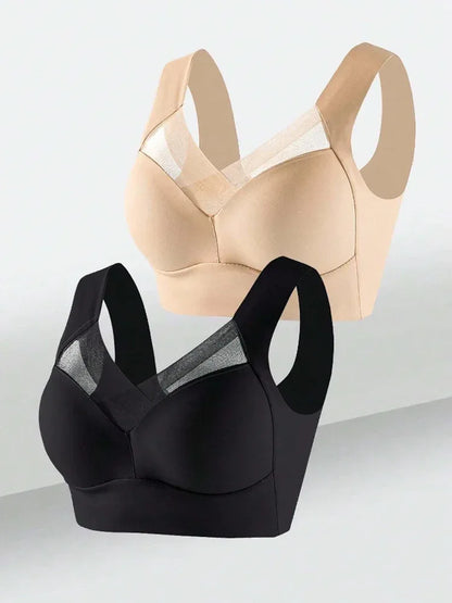 2 PCS Underwear Seamless Bra Women Is Sexy Large Size Tops Support Small Comfortable No Steel Ring Underwear L-6XL