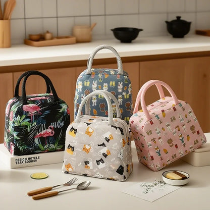 1PC Cartoon Lunch Bag Insulated Thermal Heat Lunch Box Bag Portable Cute Picnic Tote Children's School Bento Bags Large Capacity