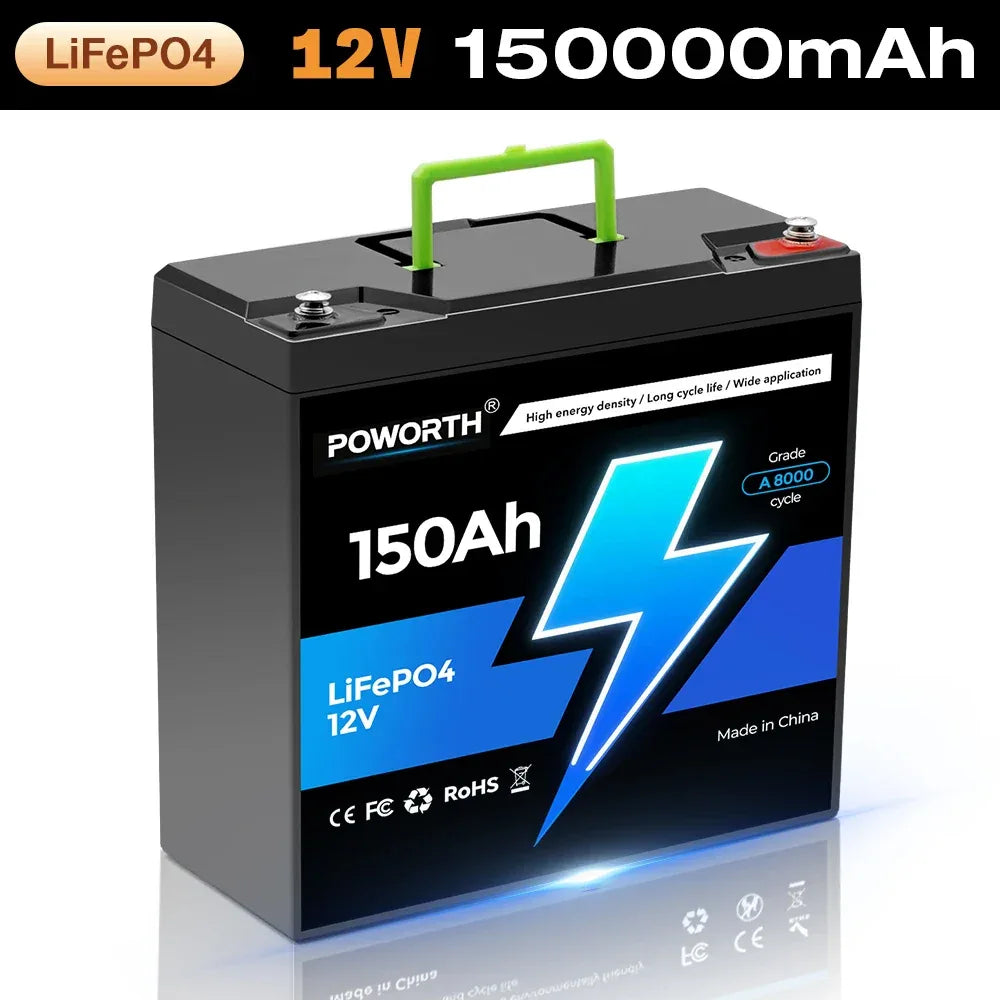 🔥LiFePO4 12V 200Ah Battery Integrated BMS, 8000+ Cycles,Designed for ️Solar Storage, Campers, Boats & Off-Grid Living Spaces