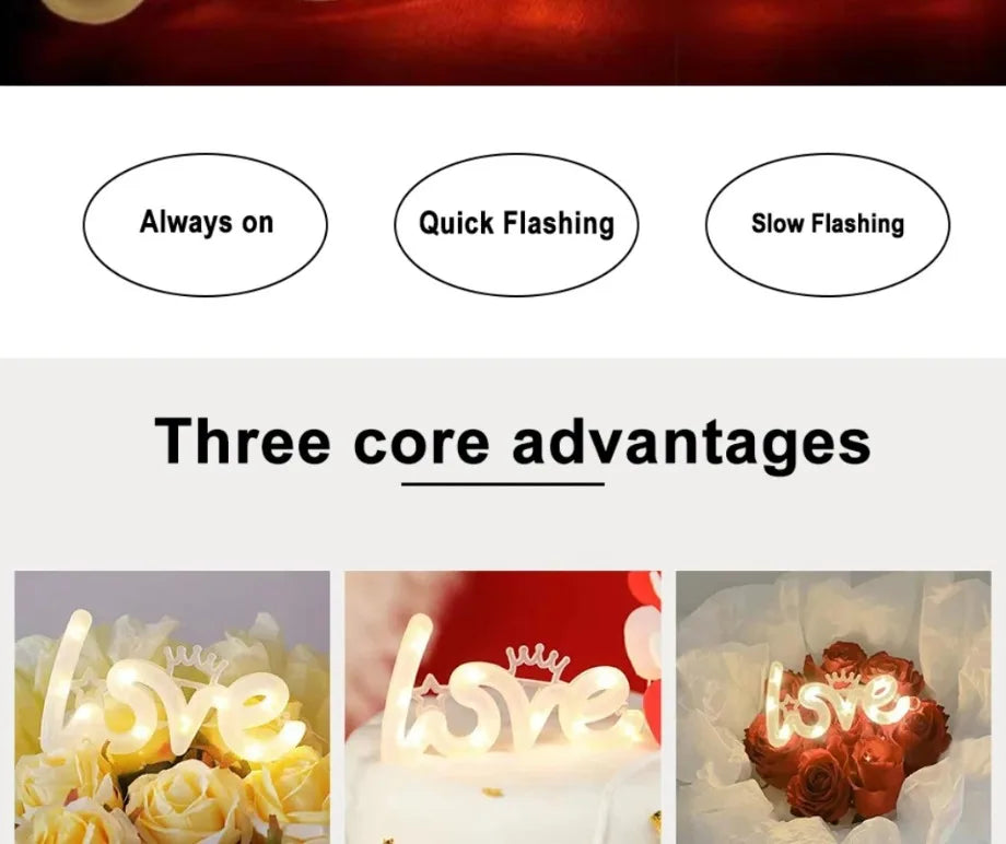 LED Love Luminous Lamp Romantic Confession Night Lights Happy Birthday Wedding Valentine Decoration Lamp Festive Party Supplies
