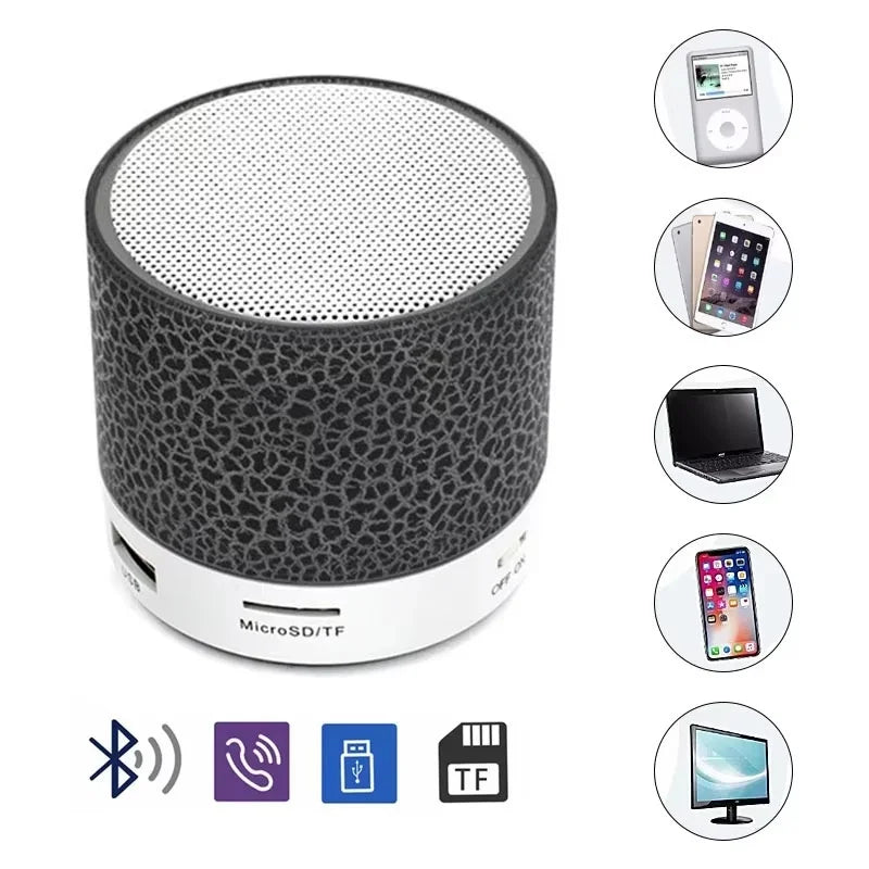 Mini Bluetooth Speaker Portable Car Audio Dazzling Crack LED Wireless Bluetooth Subwoofer Speaker TF Card MP3 Music Sound Column