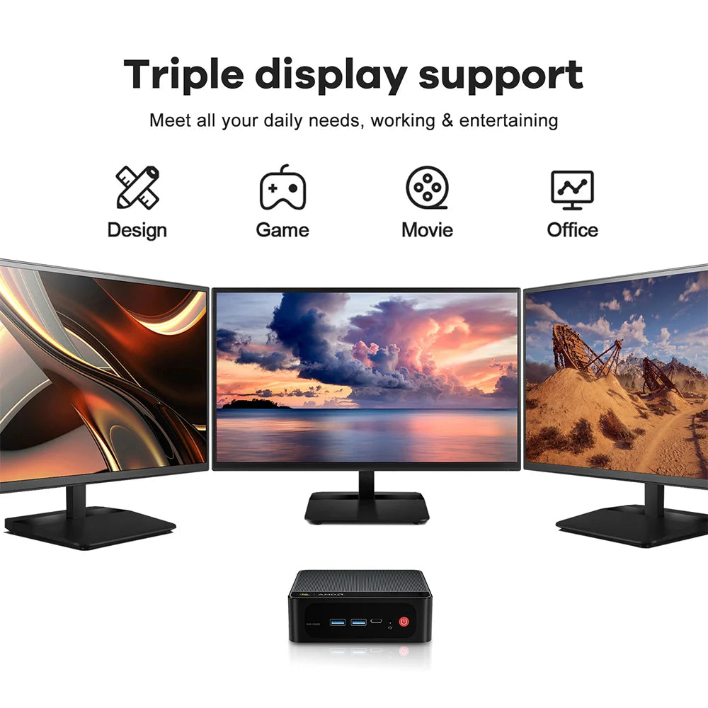 Beelink Mini PC SER5 Max AMD R7 6800U 7735HS R5 5500U R3 3200U 16G 500G NVME Windows Type-C Triple Screen Gamer Mini Computer
