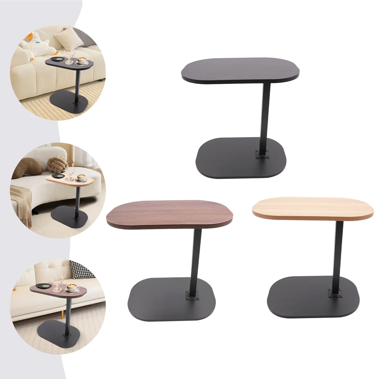 Table d'appoint moderne autoportante en forme de C, petite table basse, table d'appoint réglable en hauteur