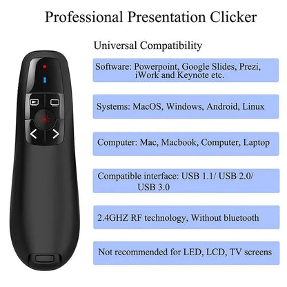 2024 NEW 2.4GHz Wireless Power Point Pen Presentation Clicker USB Remote Control Flip Presenter Pointer PPT Slide Advancer Pens