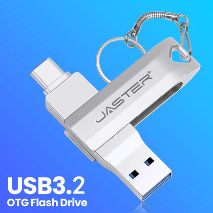 High speed TYPE C USB 3.2 Pen drive 256GB OTG 2 IN 1 Metal USB flash drive 128GB Pendrive 64GB USB flash drives Memory Disk