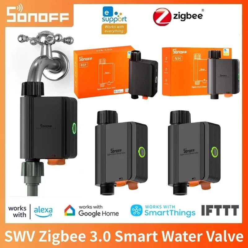 SONOFF SWV SONOFF Water Valve SWV-BSP Faucet Smart Irrigation Controller Systerm Timer App Voice Control Via Alexa Google