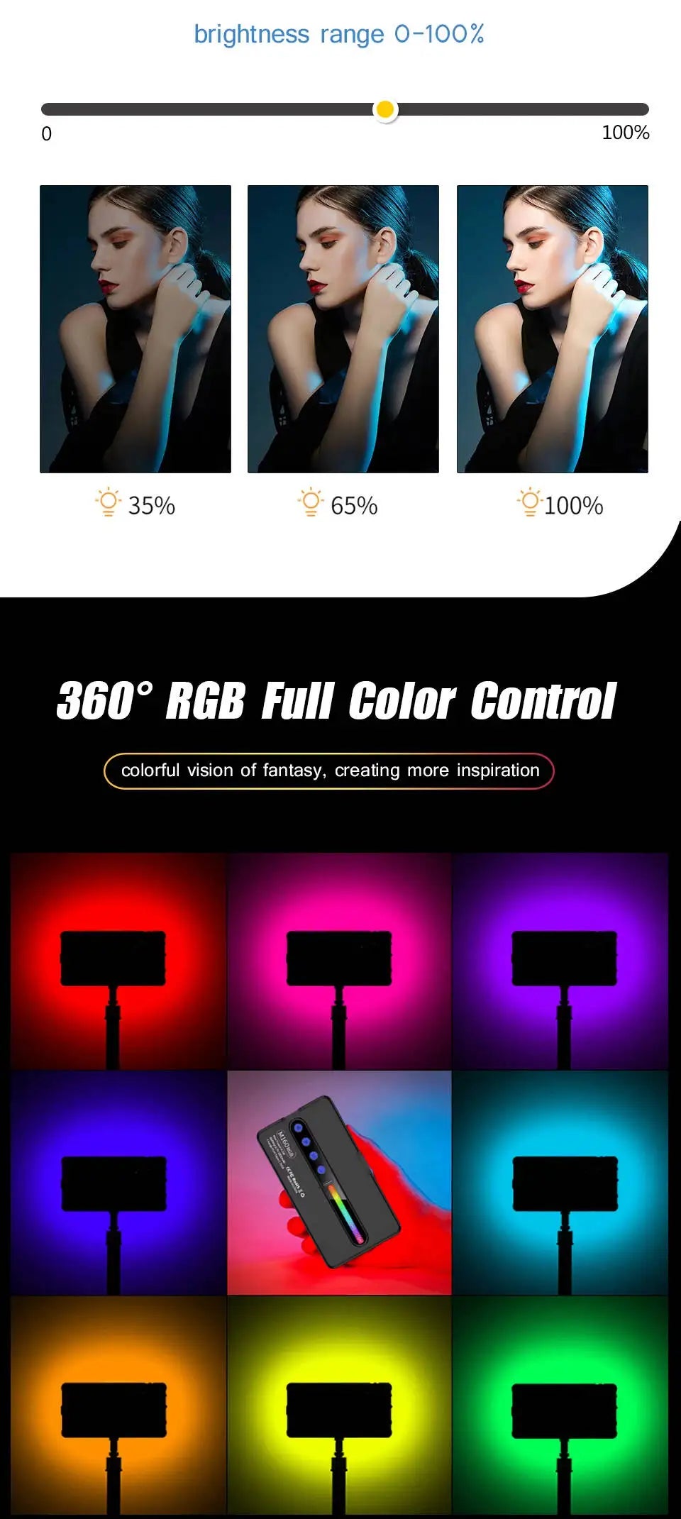 COOL DIER 2026 New RGB Light LED Video Light Photography Fill Camera Lighting LCD Display Cold Shoe For Vlog Live Streaming DSLR