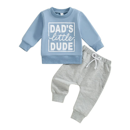 0-3Y Baby Boys Autumn Winter Clothes Set Kids Long Sleeve Letter Print Pullover Tops Sweatshirt Pants Toddler Casual Outfits