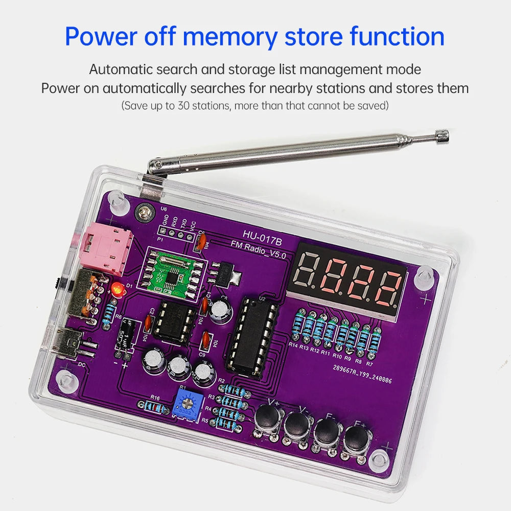 DIY FM Radio Electronic Kit  87-108MHz Adjustable Frequency Digital Display Soldering Project Practice Solder RDA5807S