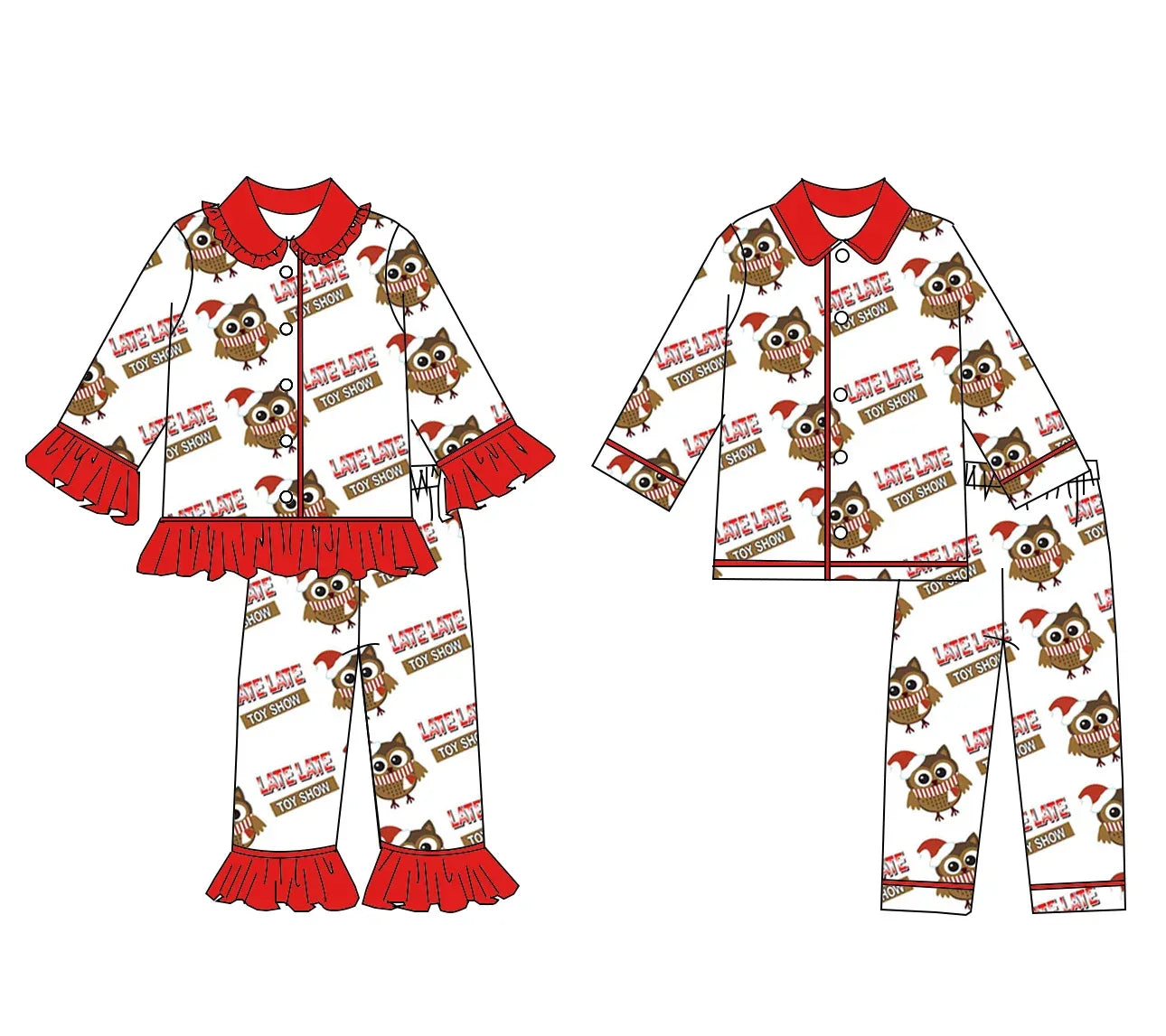 New Boutique children set Christmas lapel short-sleeved elastic cartoon letter print trouser girl boy long pajamas set baby robe