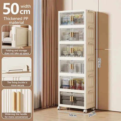 Multi-Functional Folding Storage Cabinet with Doors for Home Office Kitchen Bathroom Organizer White Black Gray