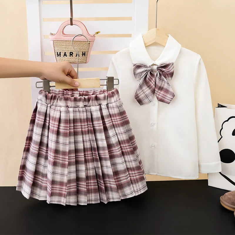 Ensemble enfant Kuromi, jupe plissée, cardigan, pull, style scolaire automnal, style princesse kawaii, uniforme scolaire JK
