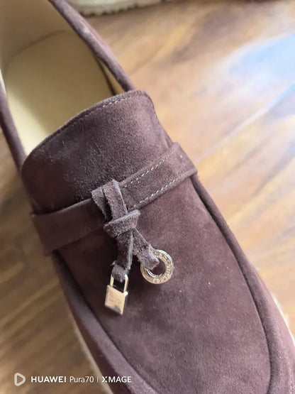 MKKHOU Fashion Loafers New High Quality Real Leather Suede Vintage Straw Braid Platform Shoes Daily Casual Light Shoes Neutral