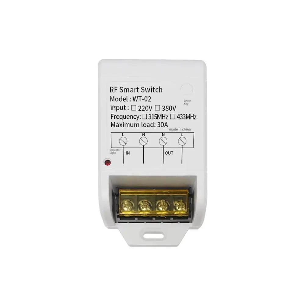 433MHz AC 220V 380V RF Remote Control Switch 30A Relay 2 Buttons Long Range Remote for Water Pump Home Outdoor Light Control