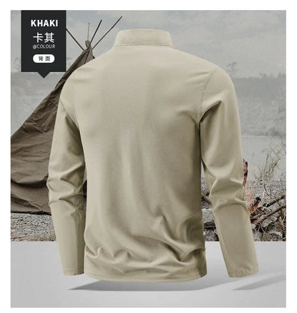 Quick Dry Men's Polo Shirt Stand Collar Pullover Male Long Sleeve Half Zipper Spring Big Size Plus Large 6XL 7XL 8XL Sport Golf