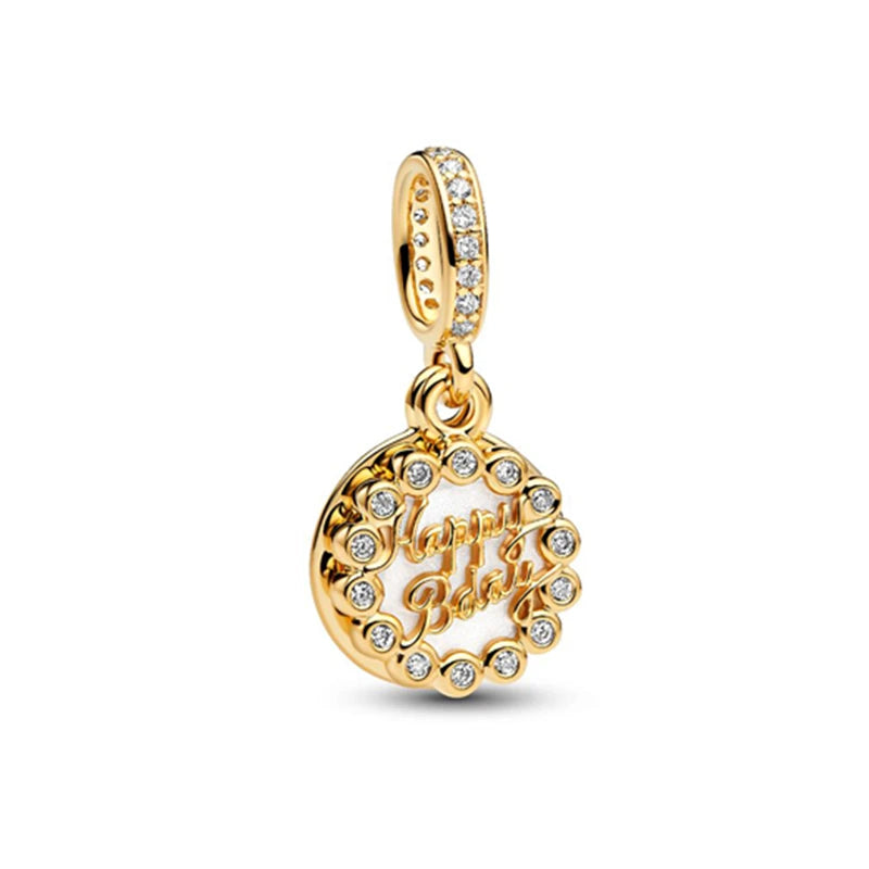 New Gold Plated Safety Chain、Hearts Clip、Family Tree、Snowflake Charm Bead Fit Original European 925 Silver Bracelet Jewelry Gift