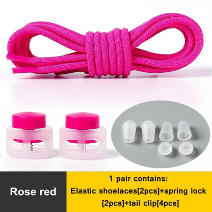 1 Pair Lazy Laces Elastic For Sneakers Snap Lock Shoelaces Without Ties Suitable For Children And Adults Round Shoelace Artifact